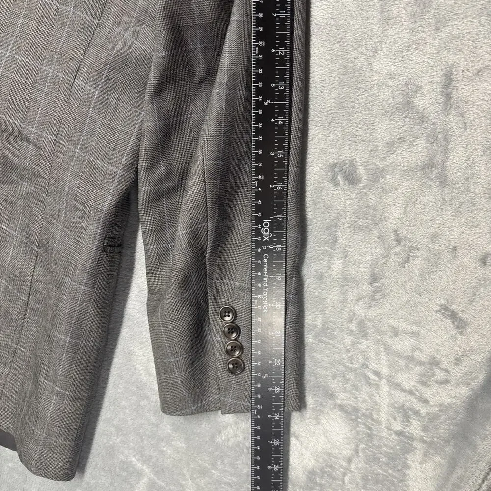 Brooks Brothers 1818 Fitzgerald Saxxon Blazer Mens 39R Grey Wool Check Suit